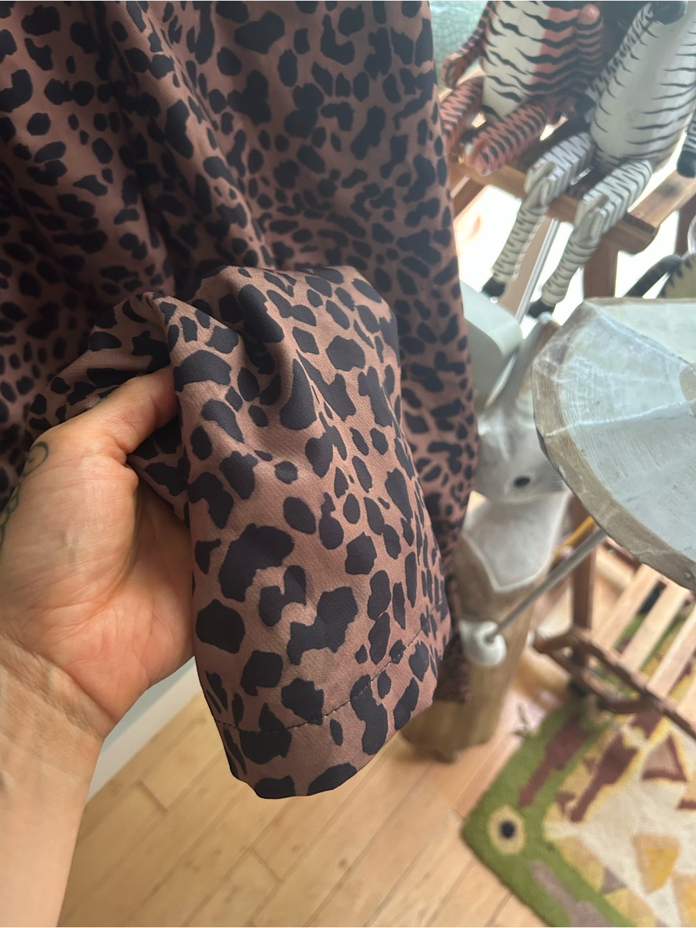 Leopard Print Wide Leg Palazzo Pants Elastic Waist Lounge Boho Women’s Large - Picture 6 of 15